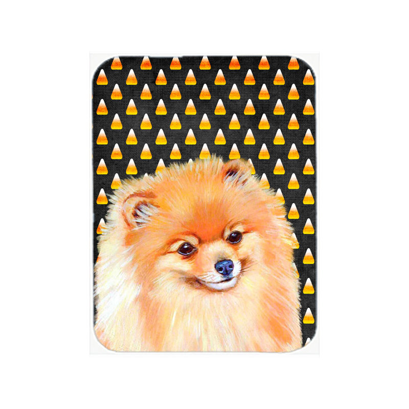 Caroline's Treasures Halloween Candy Corn Pomeranian Portrait Glass Cutting Board