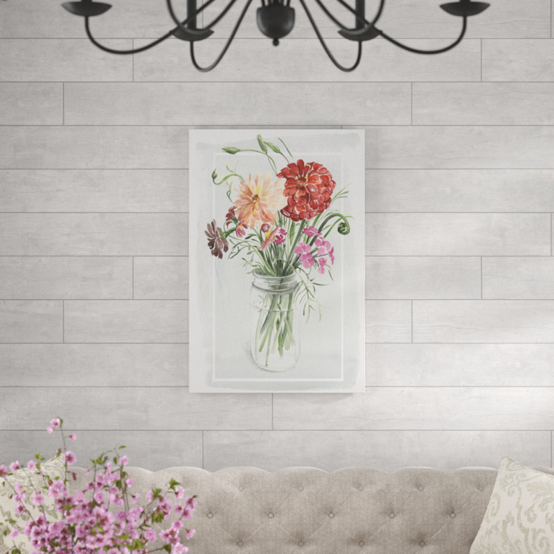 «Summer Wildflowers II», peinture sur toile, H 36 po x l 24 po, Toile tendue