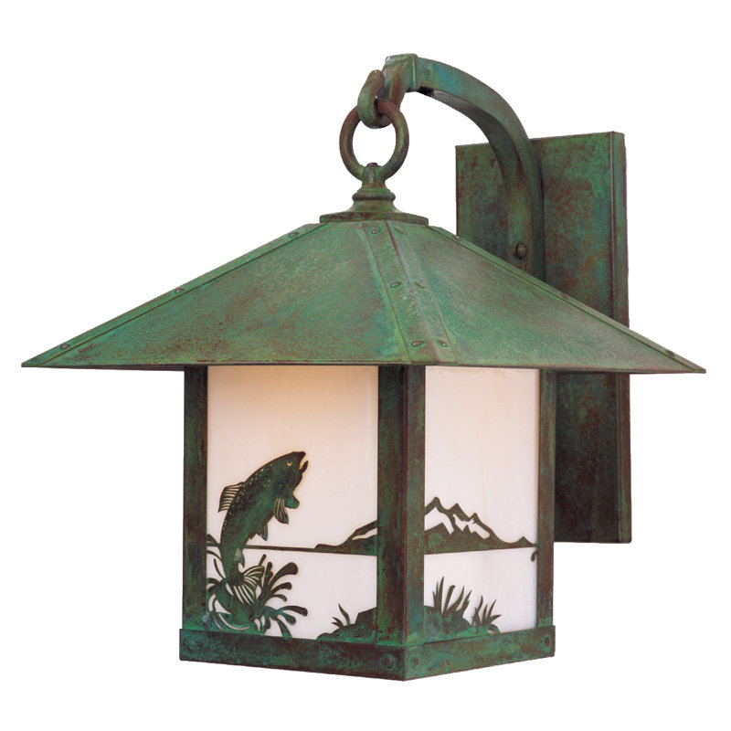 Hyler Wall Light, 15" H x 12" W x 14.5" D, Verdigris Patina, White Opalescent