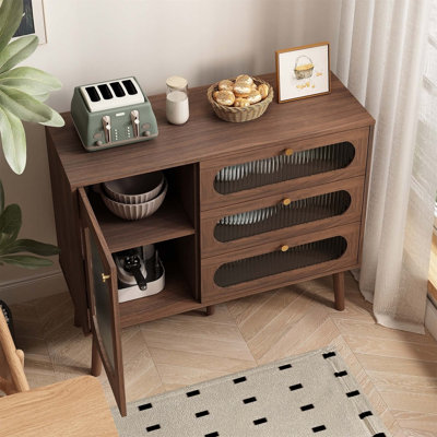 Armoire de rangement rétro avec 3 tiroirs et une porte, rétro et élégante pour l'organisation à la maison