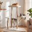 Arbre à chat en bois massif de 52 pouces avec poteaux à griffer, tour à chat avec panier pivotant, coussin lavable, jouet suspendu