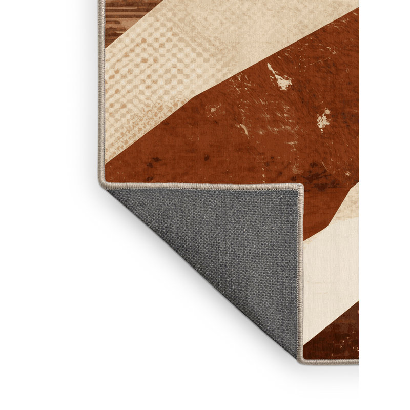 Tapis à motif géométrique doux et moelleux Eiler, Carré 5 pi