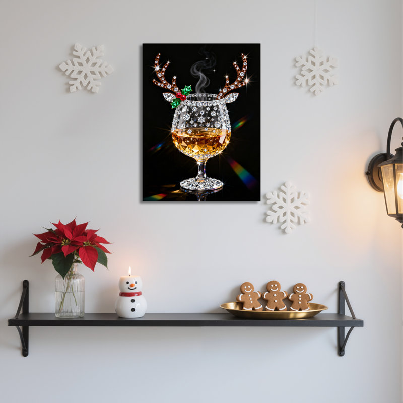 Renne, toile de verre, art mural, H 36 po x l 24 po