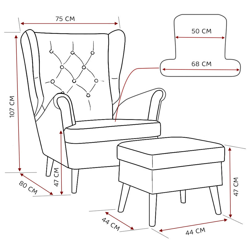 Upholstered Armchair, Beige