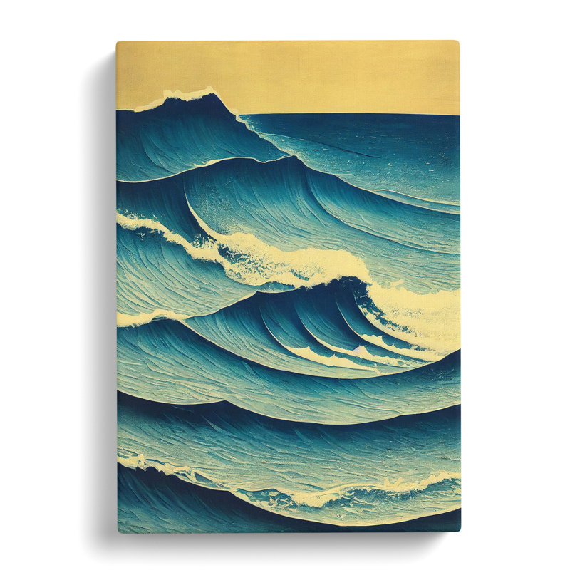 Seascape Painting Sgraffito Vol.2 - Wrapped Canvas, 50cm H x 35cm W x 3cm D
