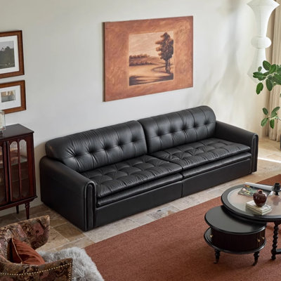Retro Black Mid-Century High-End Sofa