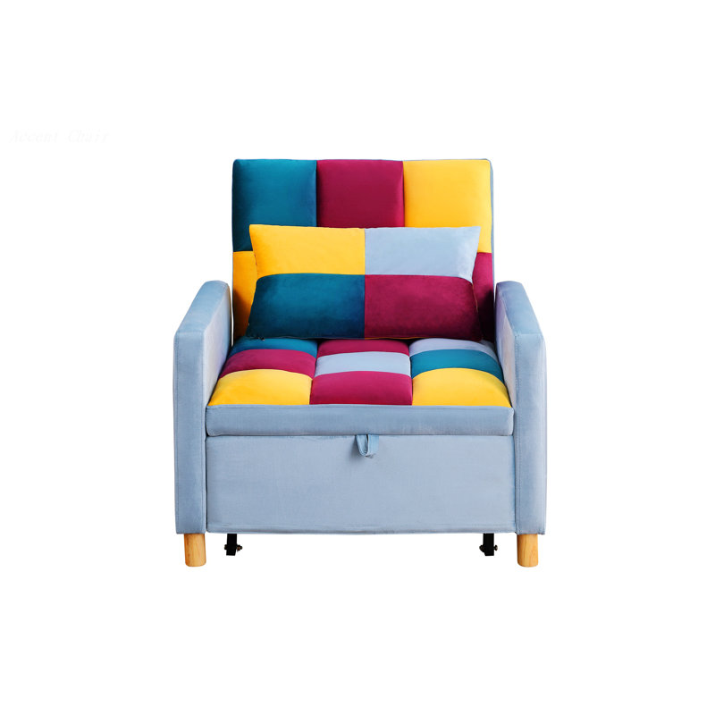 Somdath Sleeper Sofa Chair Bed Multi-Functional Sleeper Chair Upholstered Accent Chair, Rainbow Duplicate