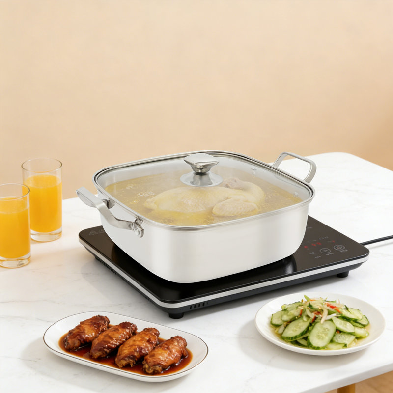 Casserole à vapeur à 2 niveaux avec couvercle
