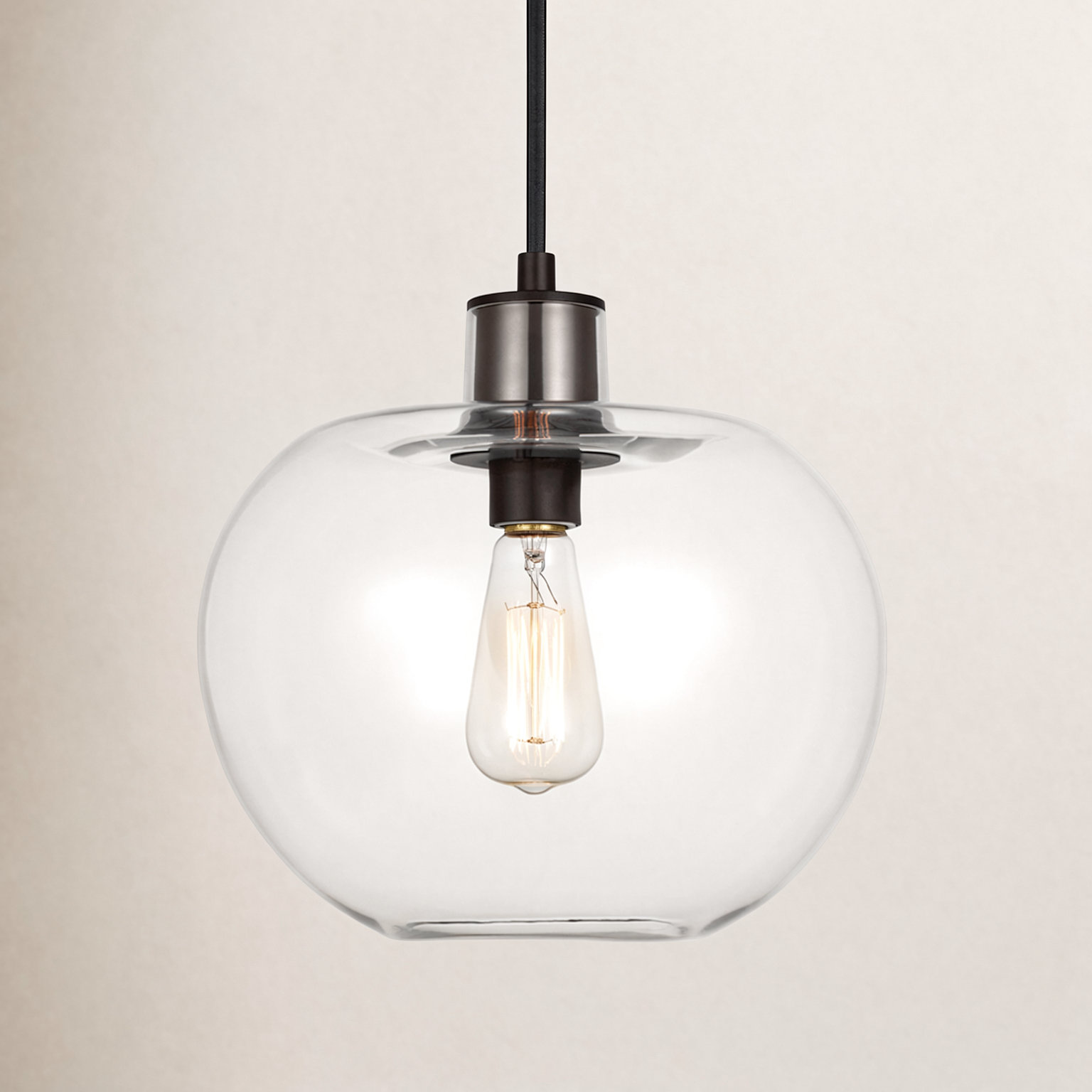 Rumford Dimmable 1 - Light Pendant, 12.5" H x 12.38" W x 12.38" D, Aged Iron