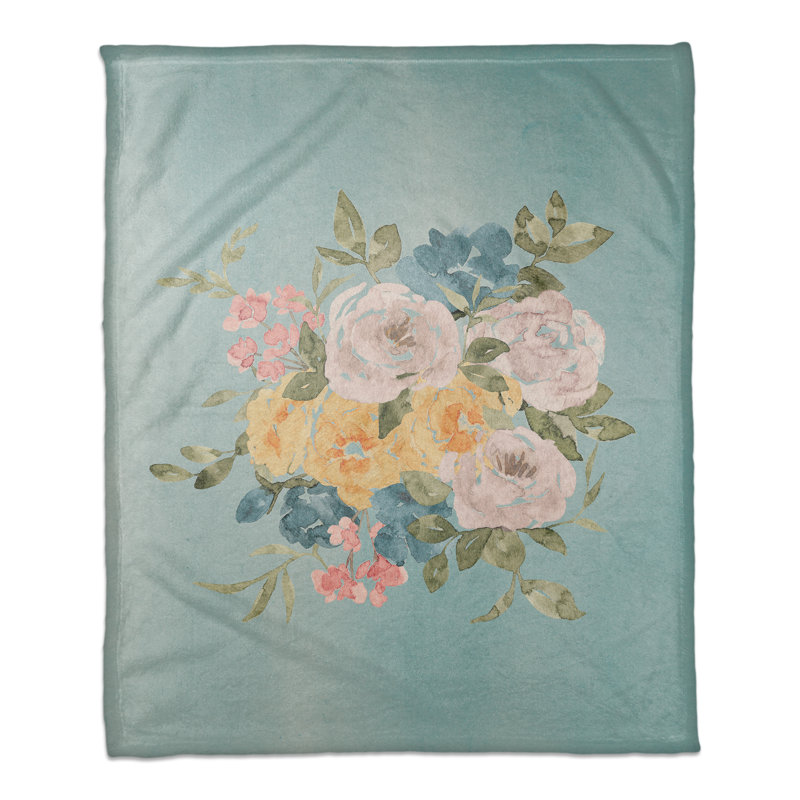 Jeté aquarelle fleurs
