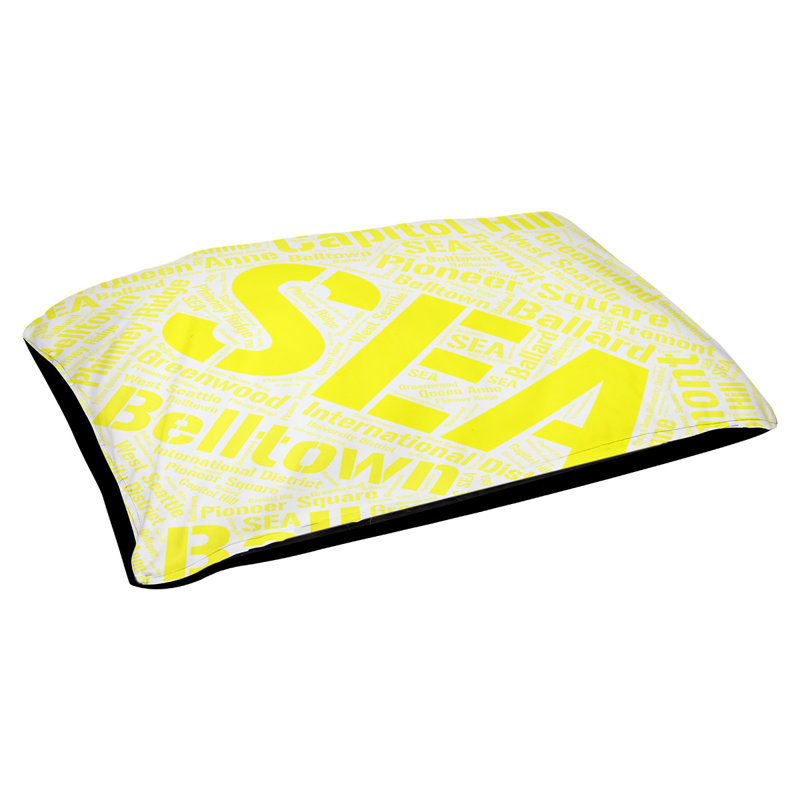 Coussin de chien « districts », Grand (l 40 po x P 30 po x H 14 po), Jaune, Seattle