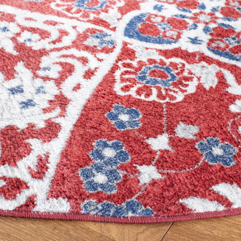 Tapis rouge / ivoire Evart Southwestern, Rond 6 pi 7 po