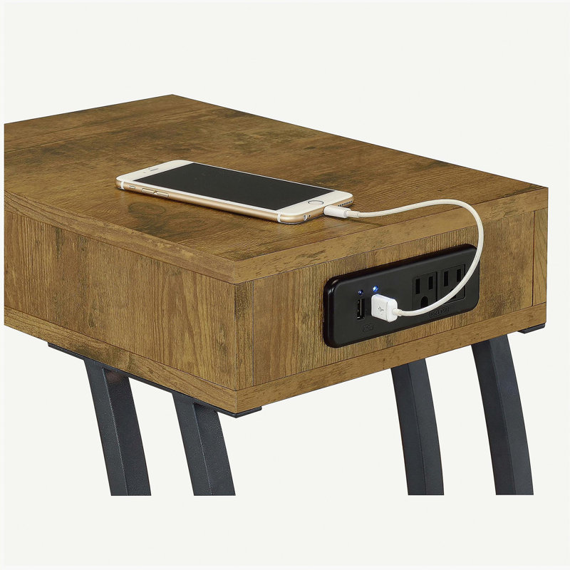 Table d'appoint antique muscade et bronze industriel