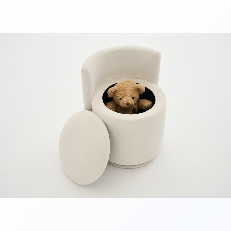 Chaise d'appoint rembourrée pivotante avec dossier incurvé, Beige Velvet