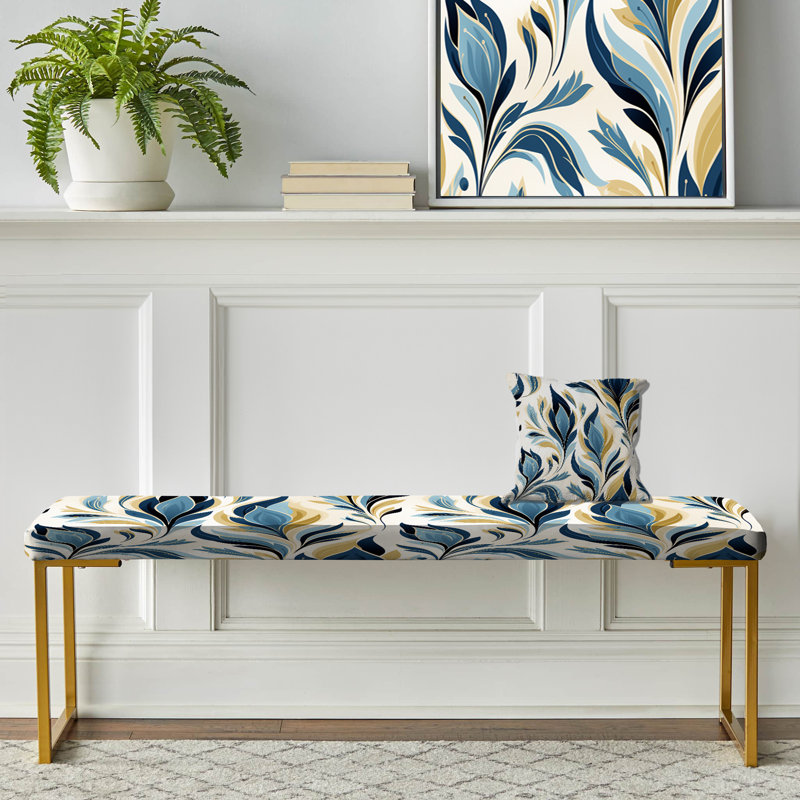 Vanpelt - Ikat Upholstered Gold Bench