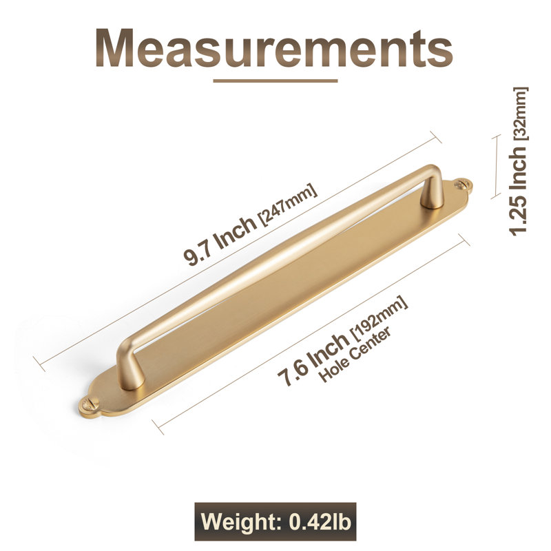 Solid Spindle Bar Pull With Backplate(G013) Multipack, 7 3/5", Champagne Bronze