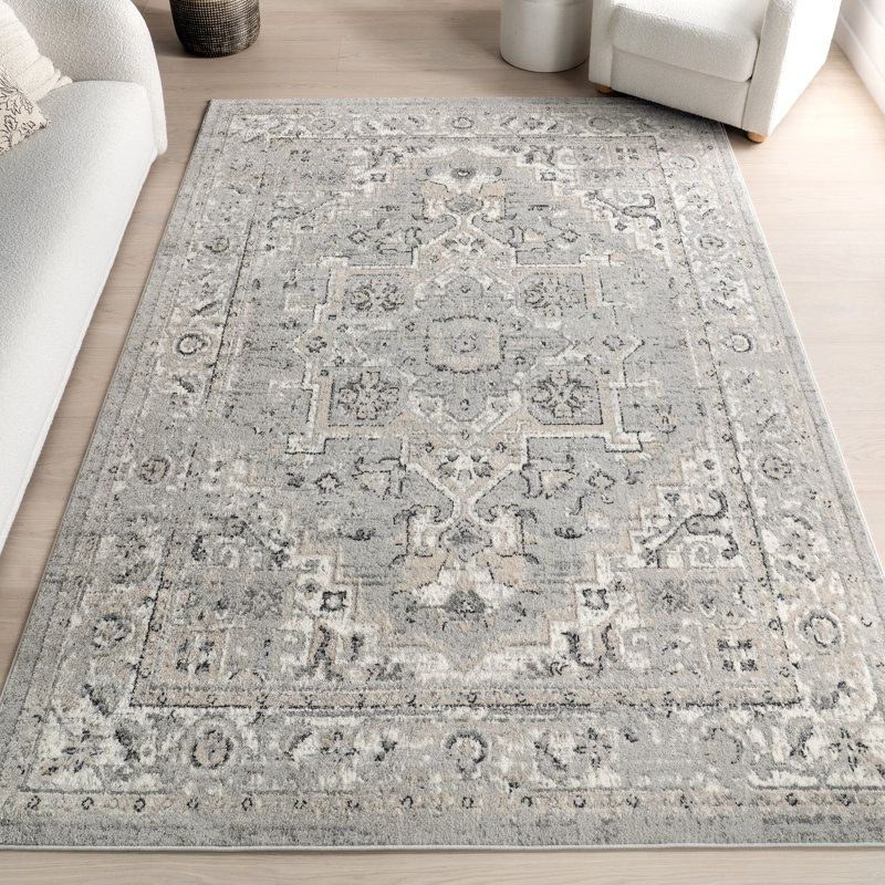 Tapis traditionnel tissé à la machine Edwa, Rectangle 6 pi 7 po x 9 pi