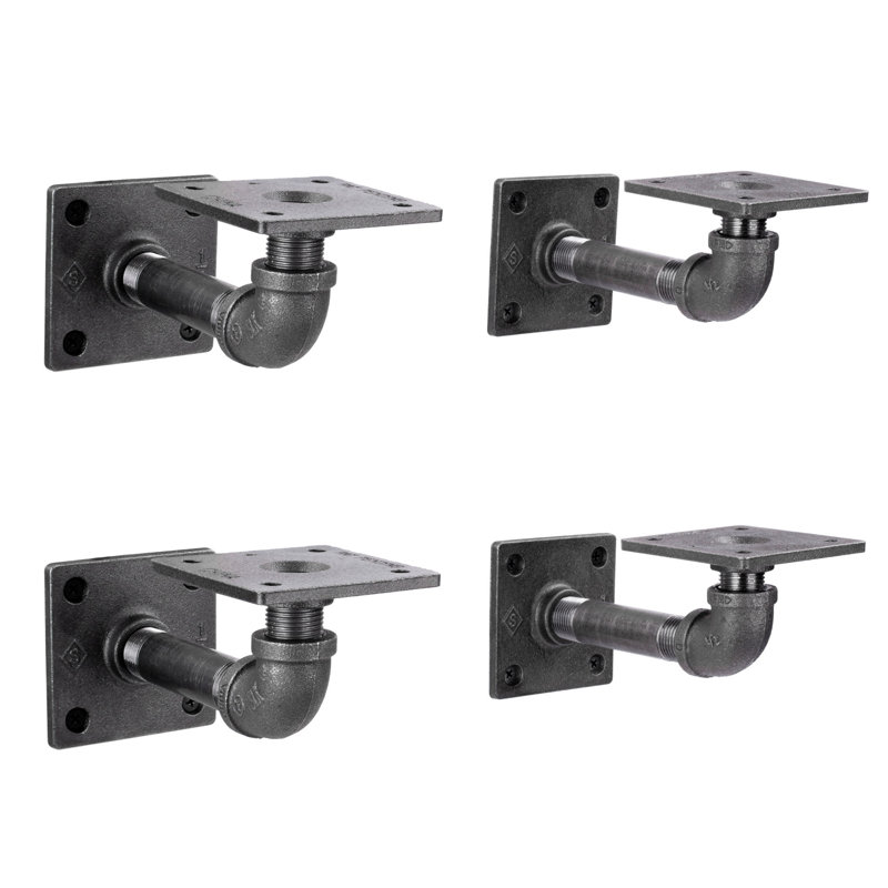 Square Flange Industrial Shelf Bracket Kit - 4 Pack