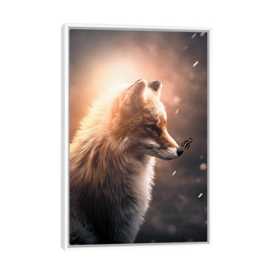 First Fox & Butterfly by Zenja Gammer - Print on Canvas