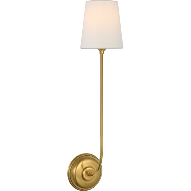 Vendome 26" Single Sconce with Linen Shade, Hand-Rubbed Antique Brass