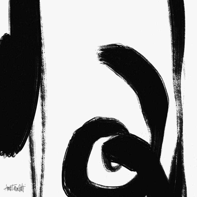 «Black and White Abstract IV» par Anne Tavoletti - impression sur toile tendue, H 12 po x l 12 po