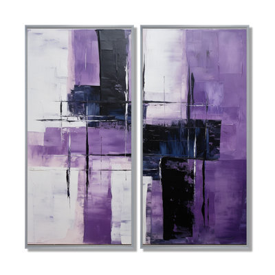 Tachisme mauve cubisme au pinceau