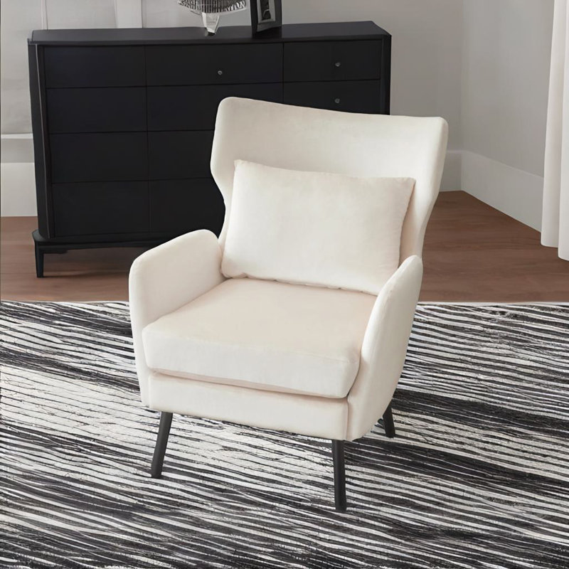 Fauteuil d'appoint à oreilles, Velours beige