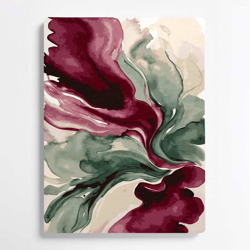 Aquarelle abstraite, art mural rouge en métal 96, H 36 po x l 24 po