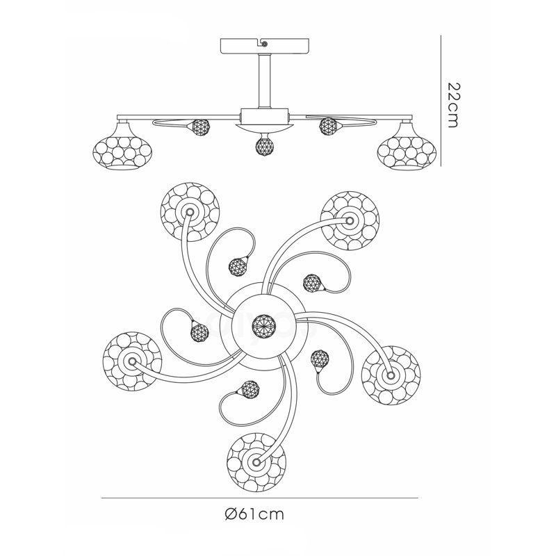 Eckhoff 5 - Light Unique/Statement Chandelier, Satin Nickel