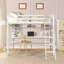 Lit mezzanine simple avec tablette supplémentaire et bureau pour une chambre dynamique en blanc et tablette. Augmentez la gestion. Fabrication solide. Pour les plus de 6 ans. Aucun sommier tapissier requis-118082992