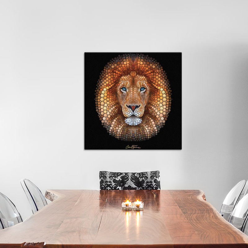 Série digital encerclant : lion, impression sur toile tendue, H 26 po x l 26 po x P 1,5 po