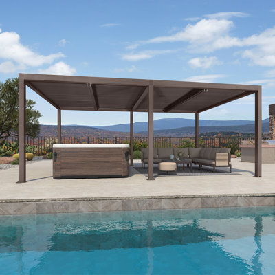 Pergola à persiennes 20 pi L 12 pi. D Pavillon de jardin en aluminium avec toit ajustable