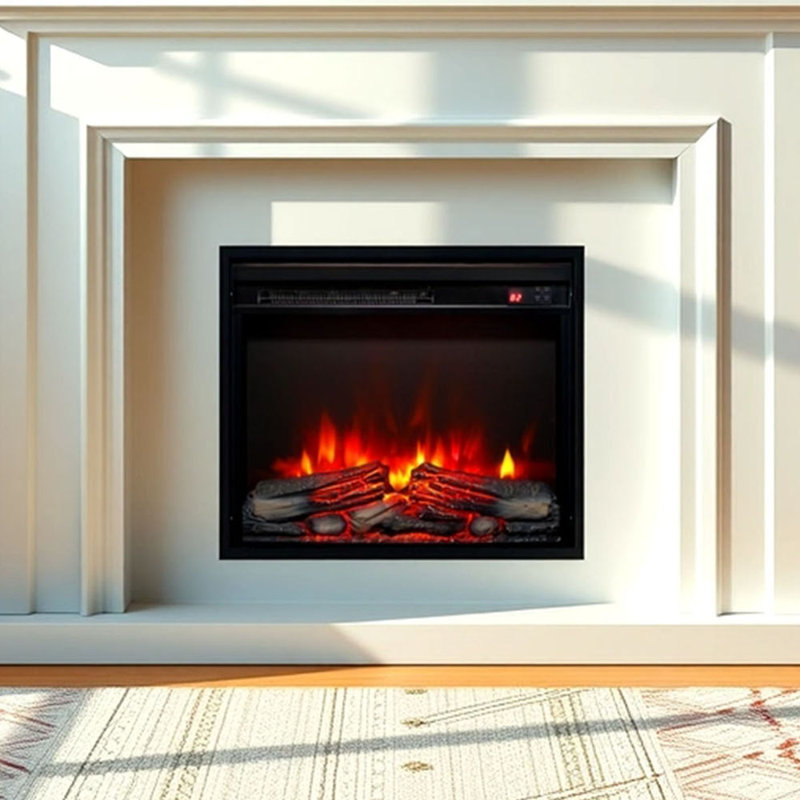 Foyer électrique encastrable de 23 pouces, chauffe-eau mince avec ensemble de bûches et flamme réaliste, télécommande avec minuterie, protection contre la surchauffe