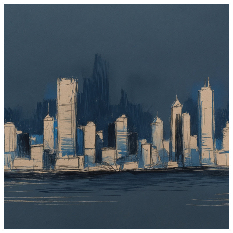 Tapisserie murale «Urban Skyline» - Décoration murale paysage urbain, 68 po H x 80 po L avec 4 œillets