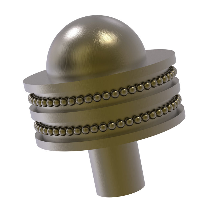 1 1/2" Length Geometric Knob, Antique Brass