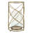 Metal and Glass Pillar Candle Holder with Openwork Geometric Frame - Decorative Accent for Modern and Glam Spaces-131801774-6566749