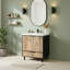Meuble-lavabo autoportant à simple cuve en whisky / noir avec plateau en marbre de culture l 36 po x P 21 po x H 35 po London