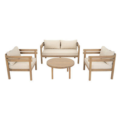 Ensemble de meubles de patio 4 pièces en bois d'acacia