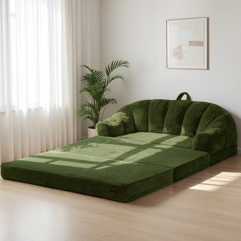 Canapé-lit 2 en 1 convertible en méridienne Comfy Bean Bag, Causeuse, Vert