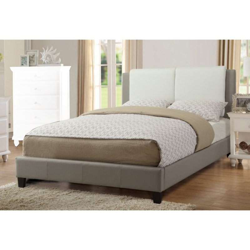 Upholstered Standard Bed in Brown, California King, Gray
