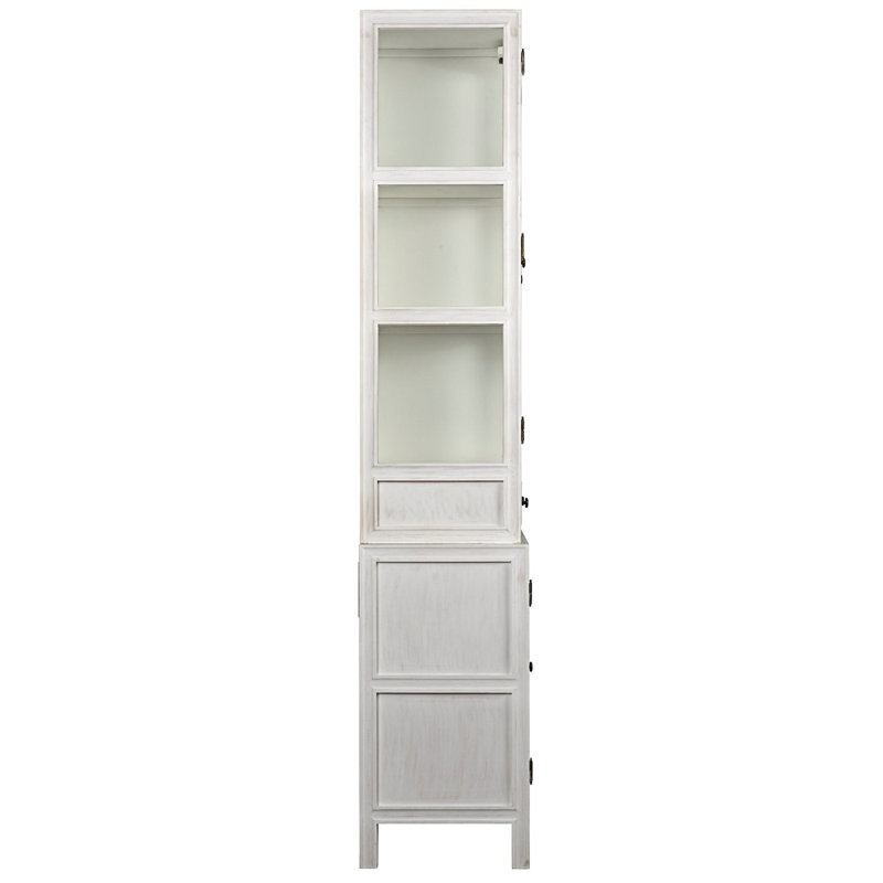 Colonial Solid Wood China Cabinet, White Wash