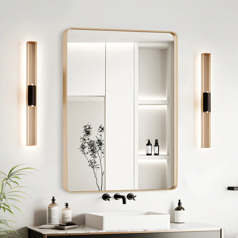 Miroir rectangulaire pour salle de bain, 32 po x 24 po, Doré