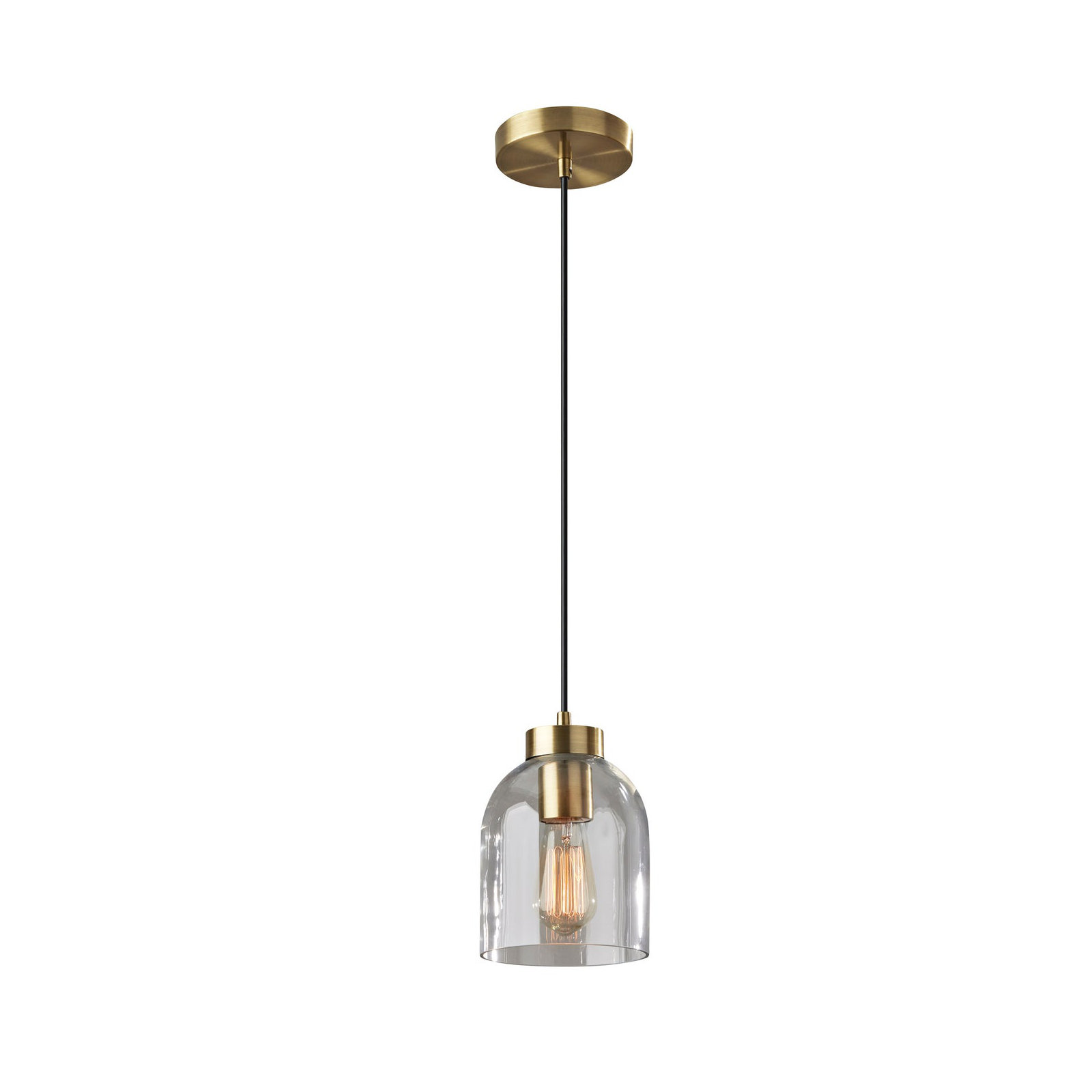 Gemma Single Light Glass Pendant, Brass