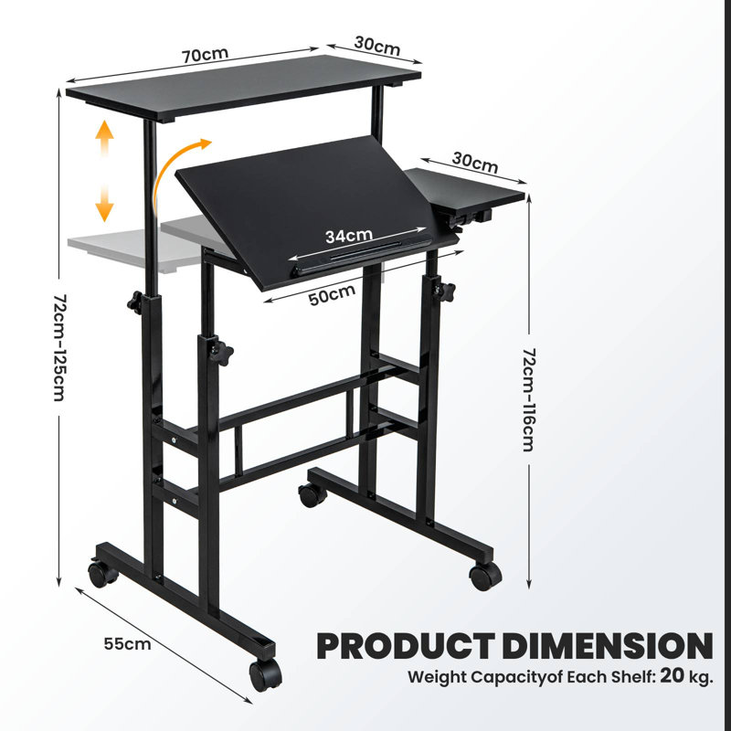 Adjustable Metal Base Standing Desk, Black