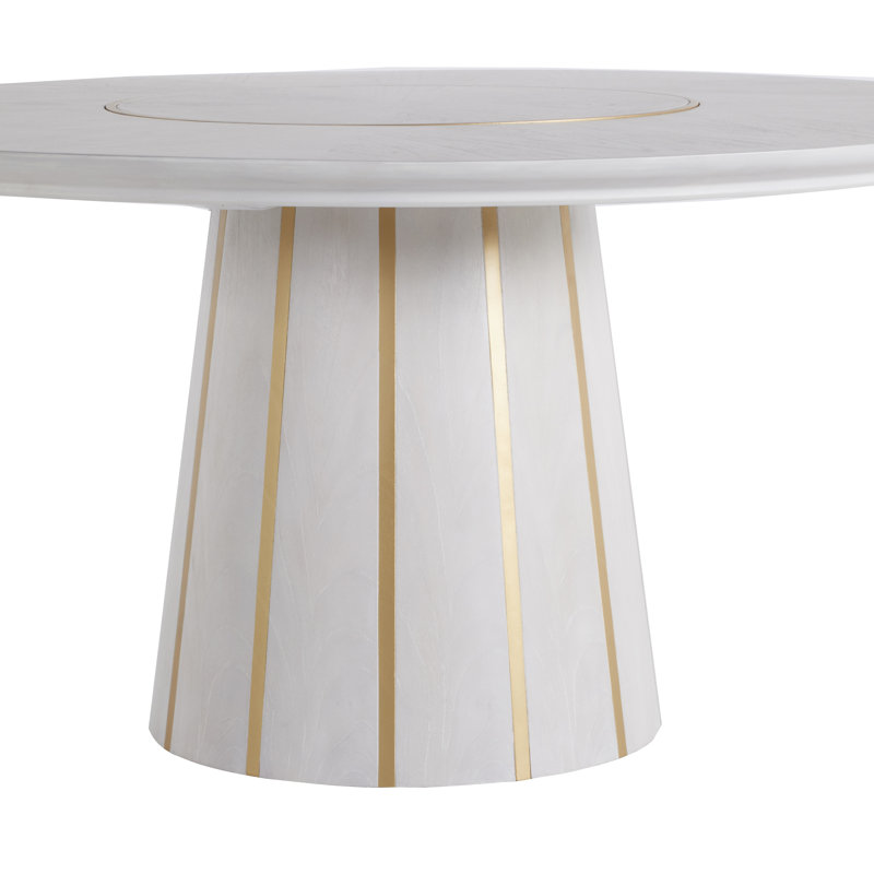 Morgan Mahogany Solid Wood Dining Table, Cerused White/Gold