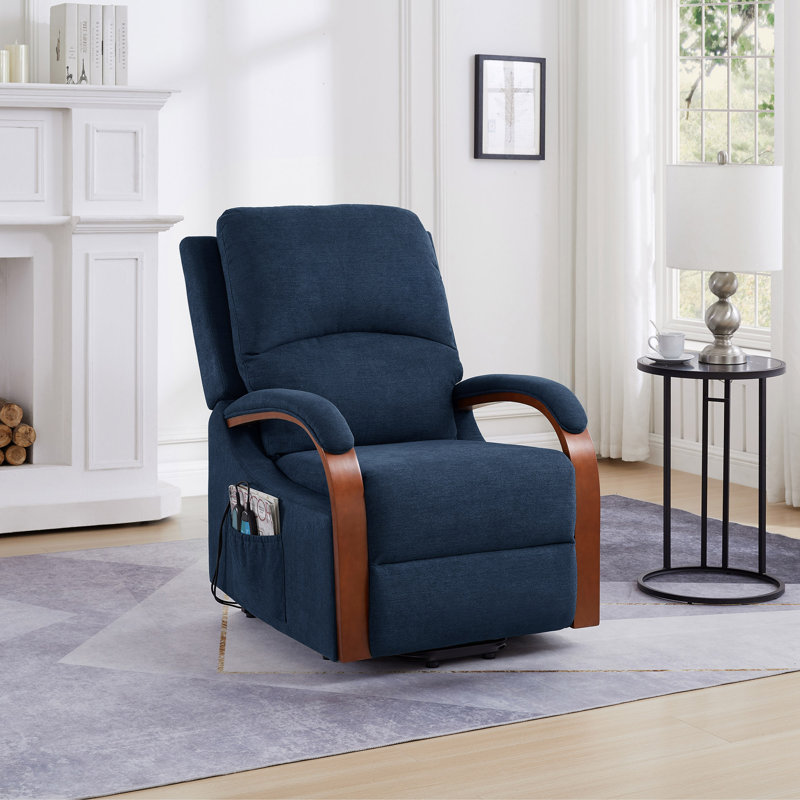 Fauteuil inclinable électrique Power Lift, Mélange de lin bleu