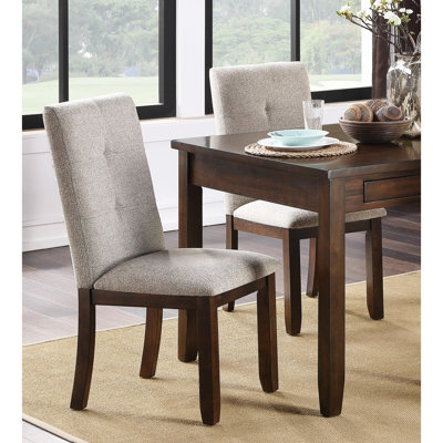 De 2 chaises de salle à manger à dossier, structure en bois de cerisier foncé, revêtement en chenille, H 38,5 po, capacité de 250 lb, chaises en tissu de style uni, tissu, hauteur 38,25 po