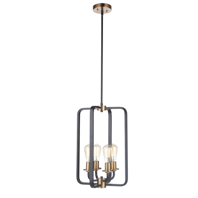Shediac 4 - Light Dimmable Geometric Chandelier, Flat Black/Satin Brass