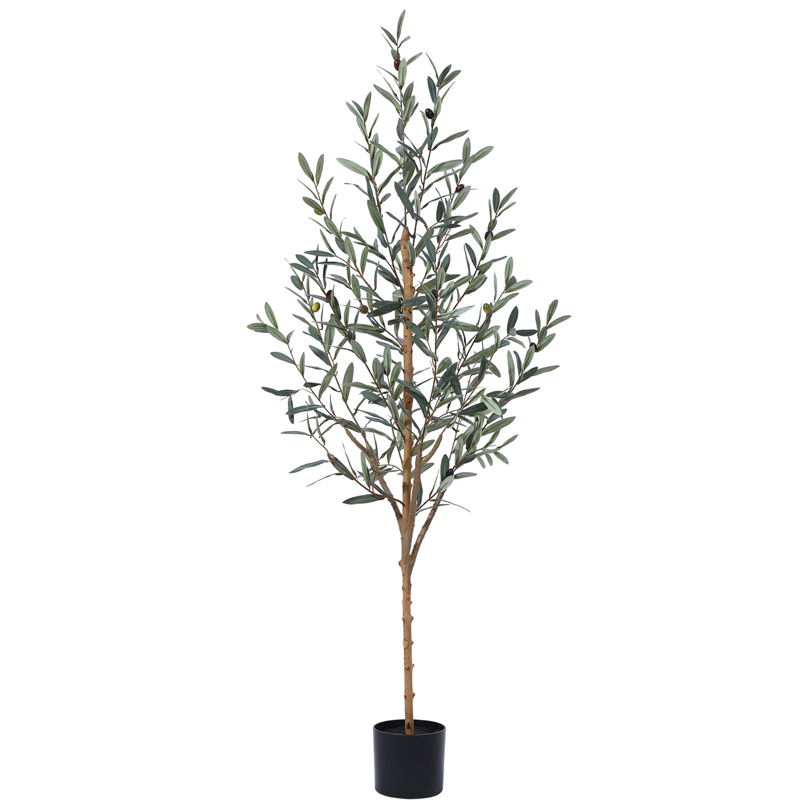 Adcock Artificial Olive Plants with Realistic Leaves and Natural Trunk, Fake Potted Tree Home Decor, 60" H x 20" W x 20" D