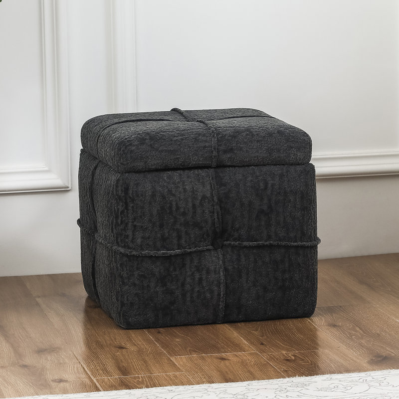 Repose-pieds rembourré avec rangement Cube Boucle, Gris foncé
